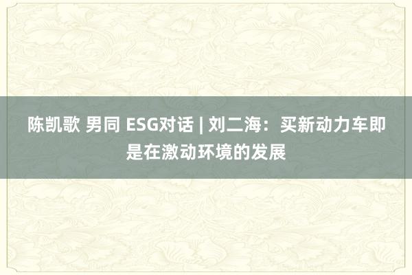 陈凯歌 男同 ESG对话 | 刘二海：买新动力车即是在激动环境的发展