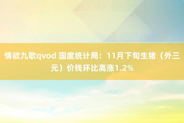 情欲九歌qvod 国度统计局：11月下旬生猪（外三元）价钱环比高涨1.2%